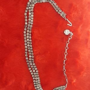 Rhinestone Necklace Vintage 15" Unsigned Multi-Strand Choker